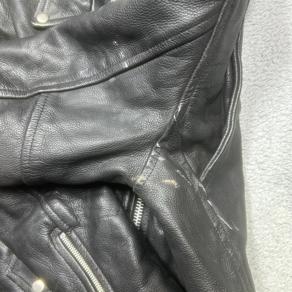 Vintage Raider Jacket Women's 8 Black Genuine Leather Biker Distressed *SPOTS - Picture 13 of 16